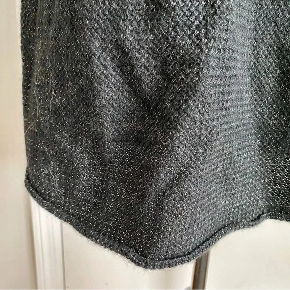 Joie Jolena Wool Cashmere Poncho Sweater XS Black Silver Metallic Shimmer Knit - Picture 13 of 16